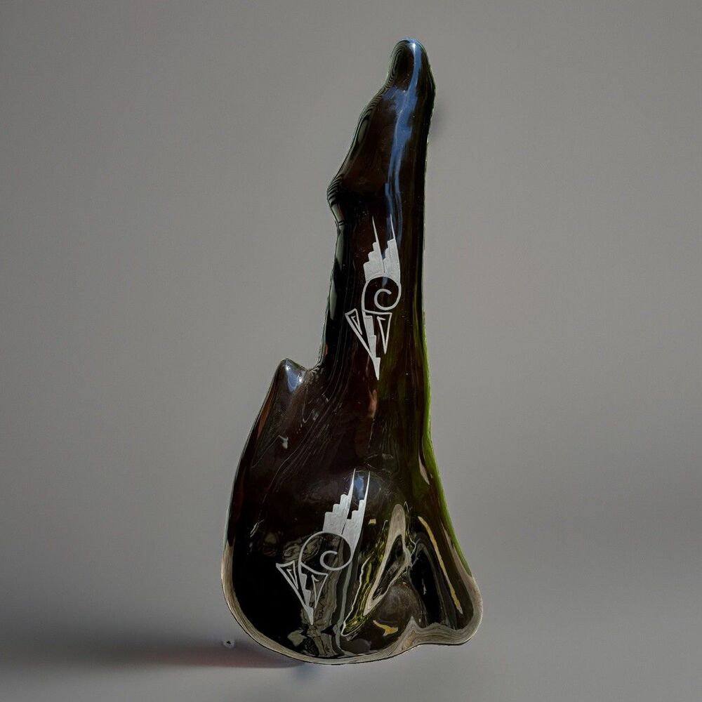 Cedar Mesa Black on Black Pottery Howling Wolf Figurine Navajo Signed 18”h